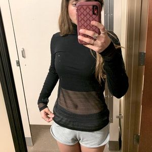 Sheer, see through turtle neck long sleeve top
